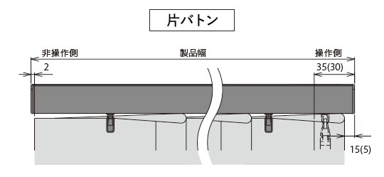 バトン操作(片バトン)の生地端部寸法