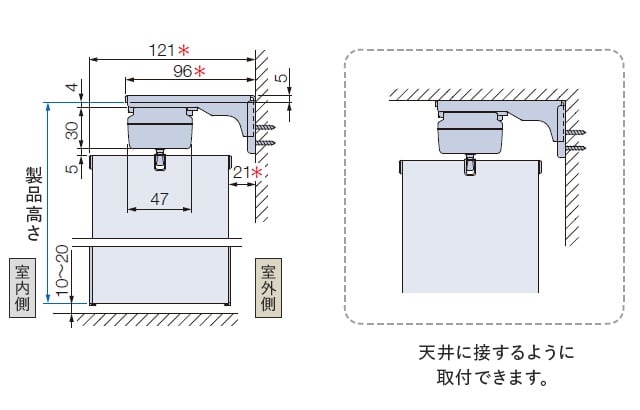 正面付けの納まり寸法目安