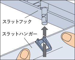 スラットハンガーをフックに通す