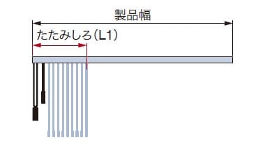 コード操作(片開き)のたたみ代(L1)