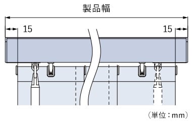 両バトンの製品幅とスラット端部寸法