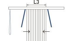 L3：操作バトンを用いて中央寄せした場合のたたみ代寸法