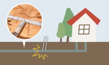 地表の近くに配管が埋まっている場合はプラスチックピンがおすすめ！