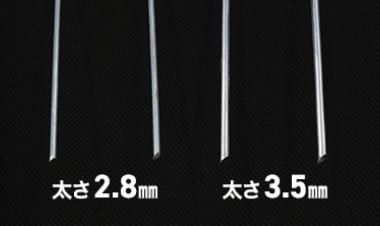 太さ2.8mmと3.5mmの固定ピンの比較
