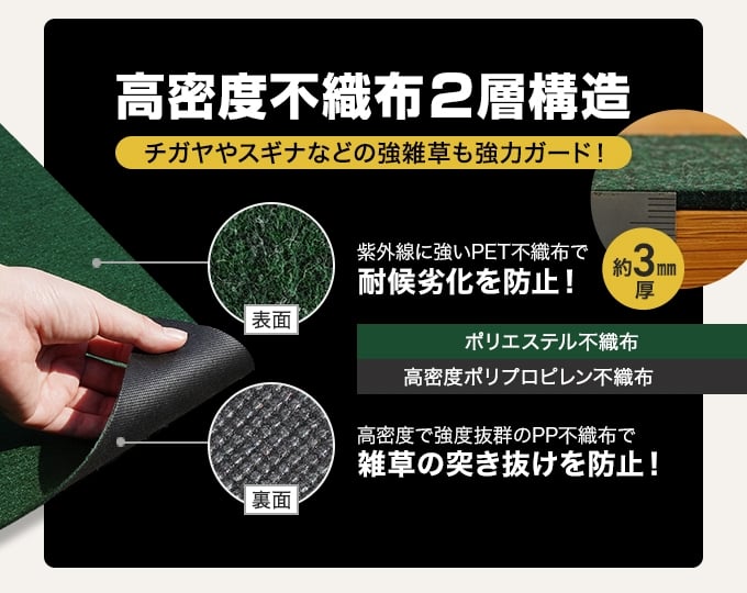 チガヤやスギナなどの強雑草も強力ガード!