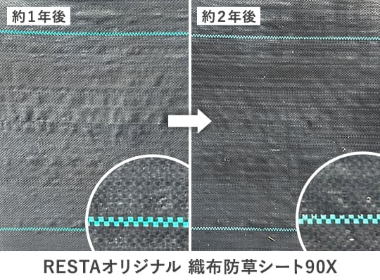 RESTAオリジナル 織布防草シート90Xの経年劣化の状態
