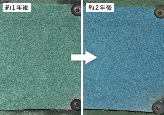 RESTAオリジナル二層式高密度防草シート500Wの経年劣化の状態