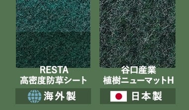海外製と日本製防草シートの表面の色あせの違い