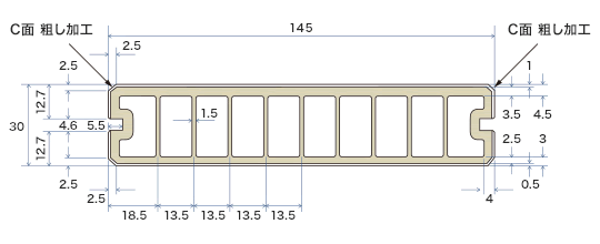 床板部材の寸法詳細