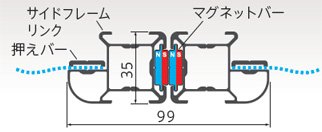 両開き 断面寸法図