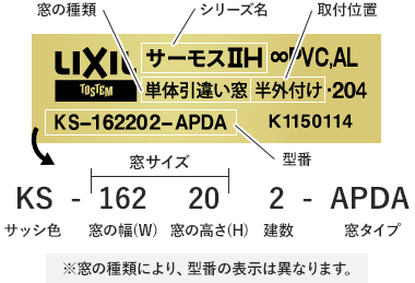 型番の表示