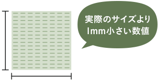 実際のサイズより1mm小さい数値