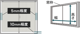 ブラインドを窓枠内に納める場合