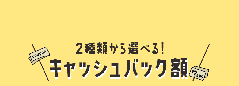 2種類から選べる！キャッシュバック額