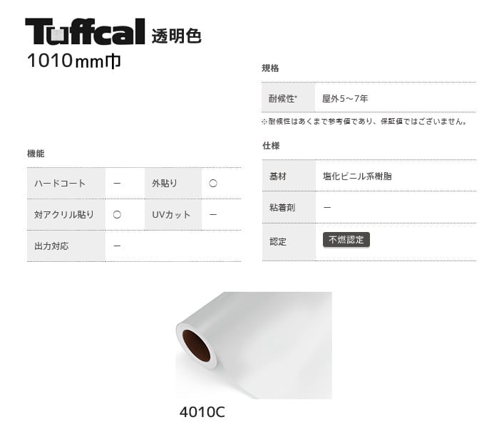 カッティングシート 中川ケミカル タフカル 透明色 1010mm巾 4010c