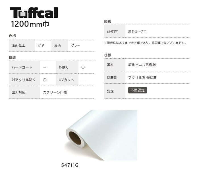 カッティングシート 中川ケミカル タフカル 1200mm巾 4711g（旧s4711g）