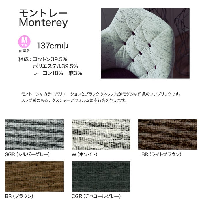 FORESTEX 椅子張り生地 Textureed Fabrics モントレー (137cm巾) 1m お得な張替用ウレタン2枚セット