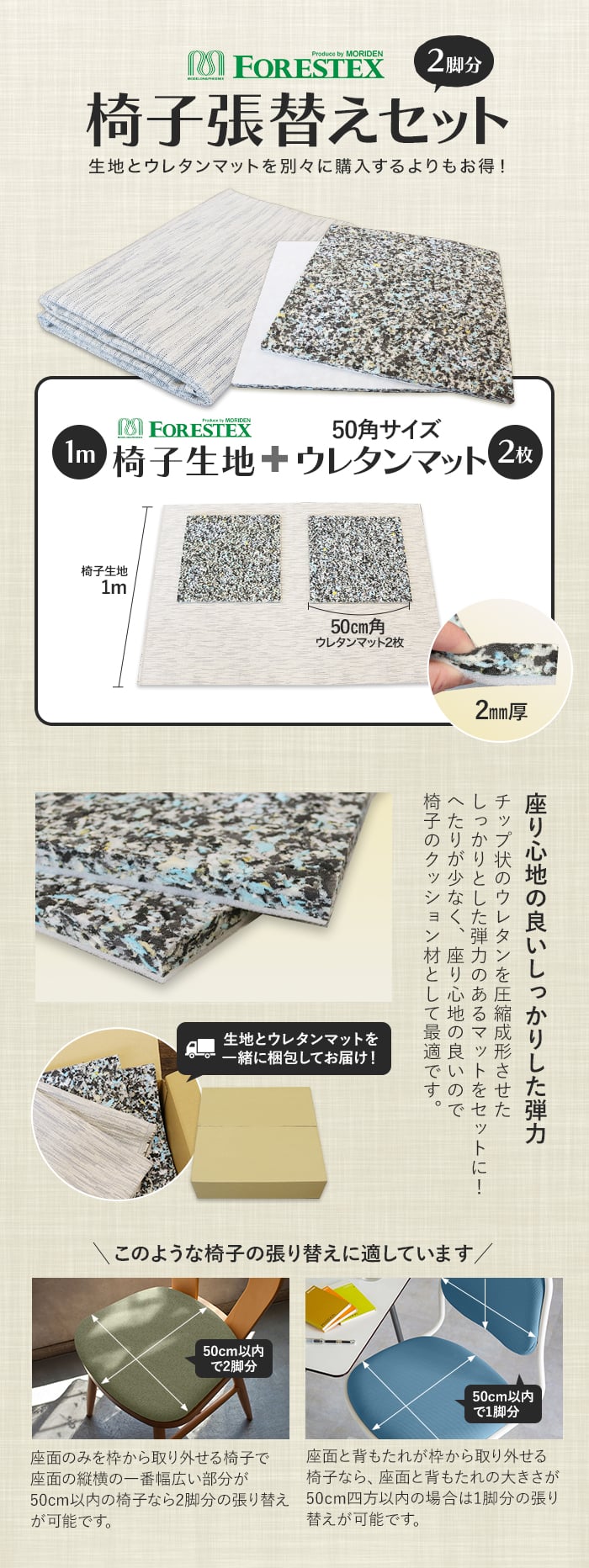 椅子貼り替えセット 2個分