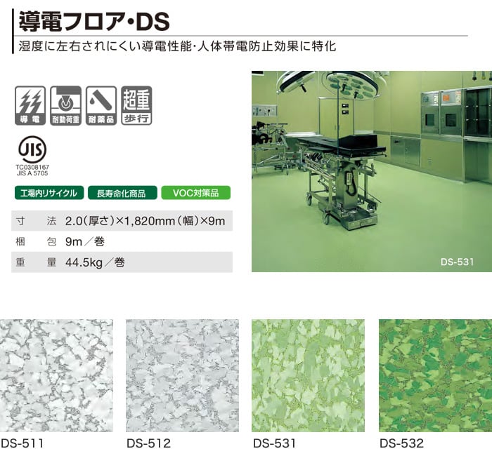 タジマ 機能性長尺シート 導電フロア・DS 2mm厚