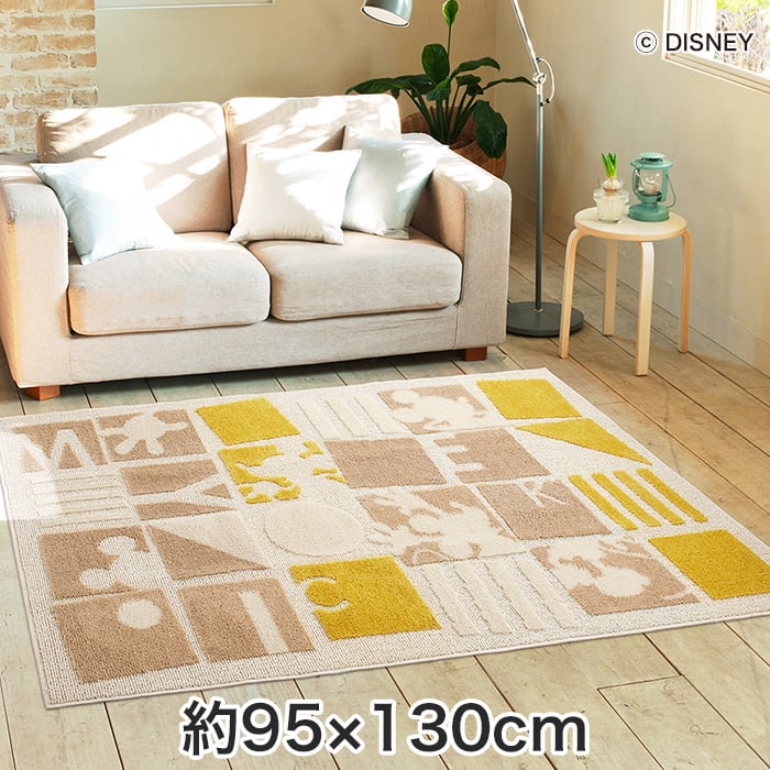 スミノエ ディズニーラグマット Mickey Pazzle Piece Rug パズルピースラグ 約95 130cm Resta