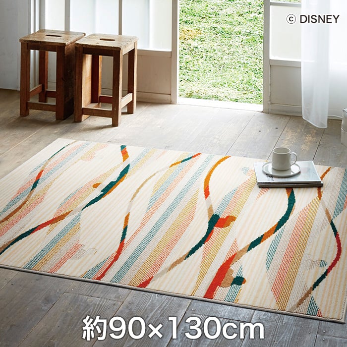 スミノエ ディズニーラグマット Mickey Candy Line Rug キャンディラインラグ 約90 130cm Resta