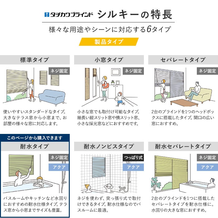 ブラインド アルミ 浴室用 タチカワブラインド シルキー アクア ネジ