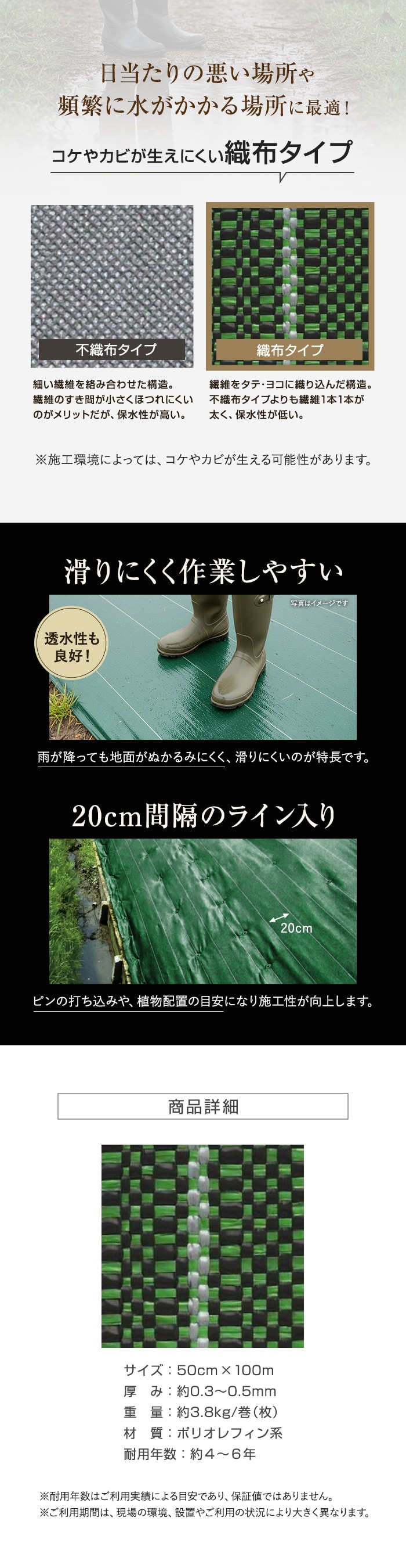 【法人・個人事業主様専用】イノベックス 防草シート ダイオ畔クロス 1515BG 0.5m×100m
