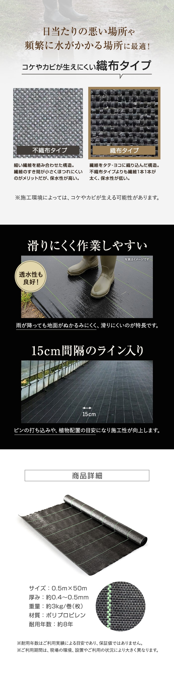 【法人・個人事業主様専用】イノベックス 防草シート ハイグレード8 0.5m×50m 8年