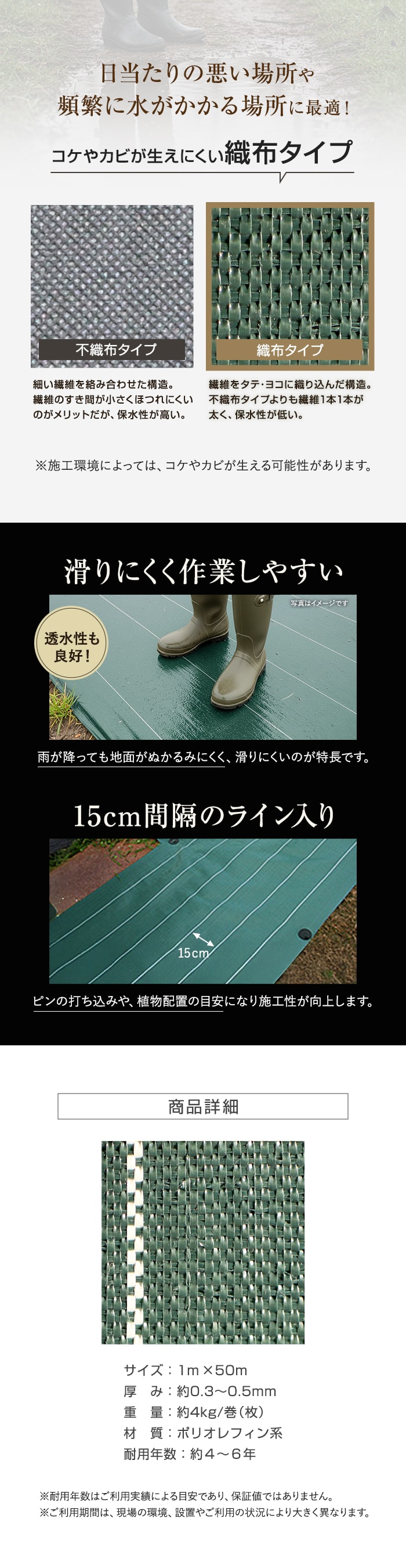 【法人・個人事業主様専用】イノベックス 防草シート 高密度防草シート 1m×50m