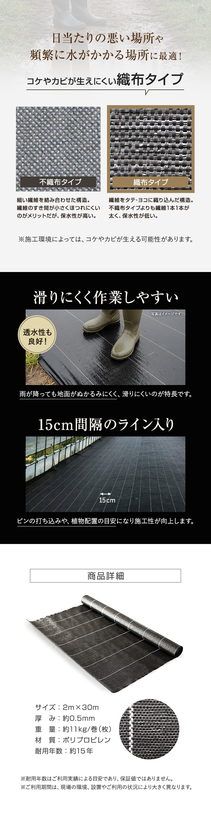 【法人・個人事業主様専用】イノベックス 防草シート プレミアム15 2m×30m 15年