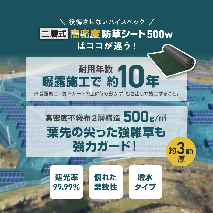 防草シート 10年耐用 1m×50m 不織布 RESTA 高密度防草シート DIYショップRESTA