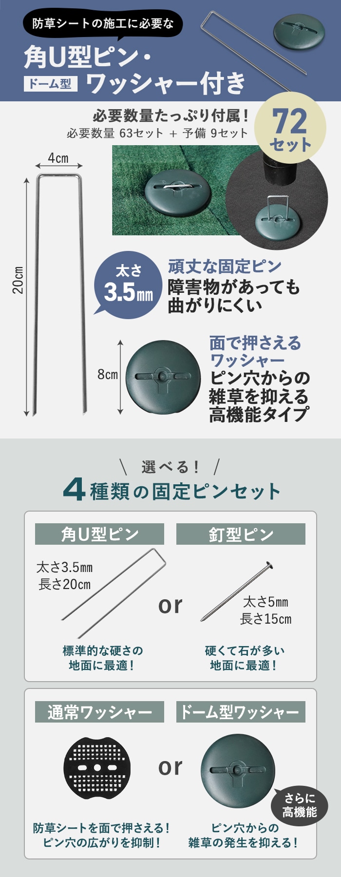 固定ピン・ワッシャー付き
