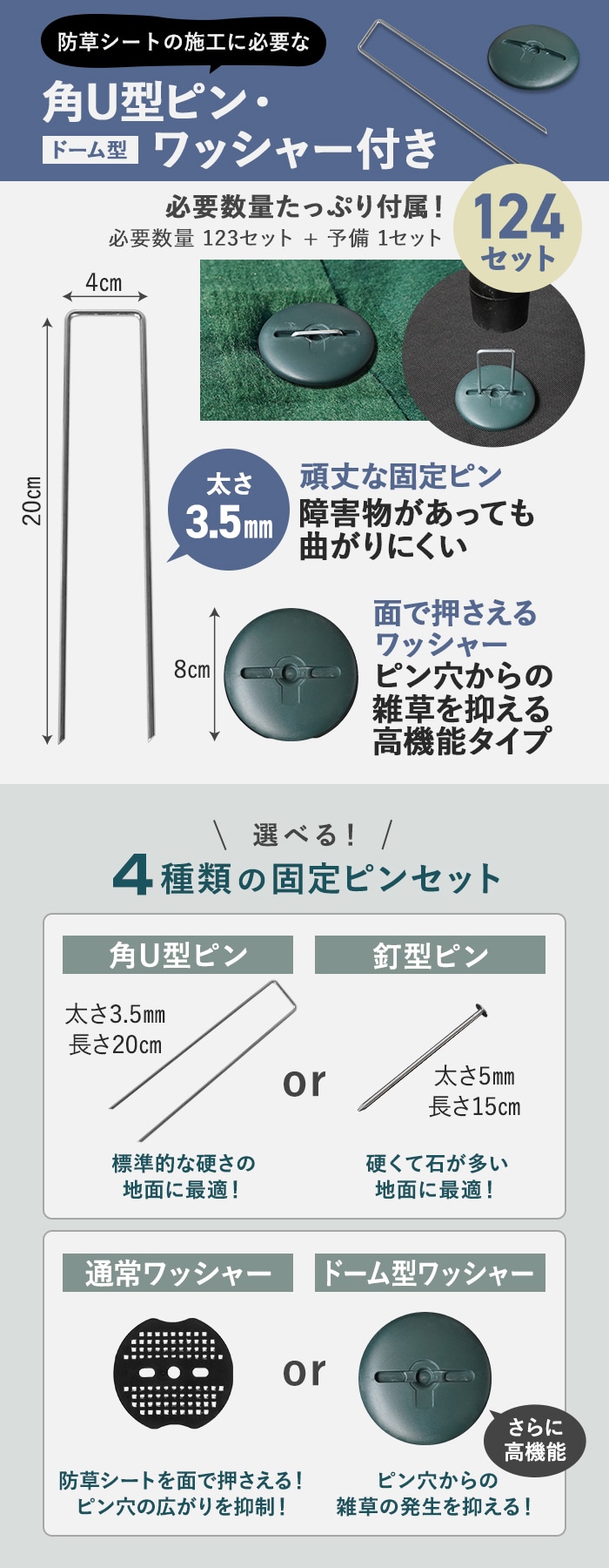 固定ピン・ワッシャー付き