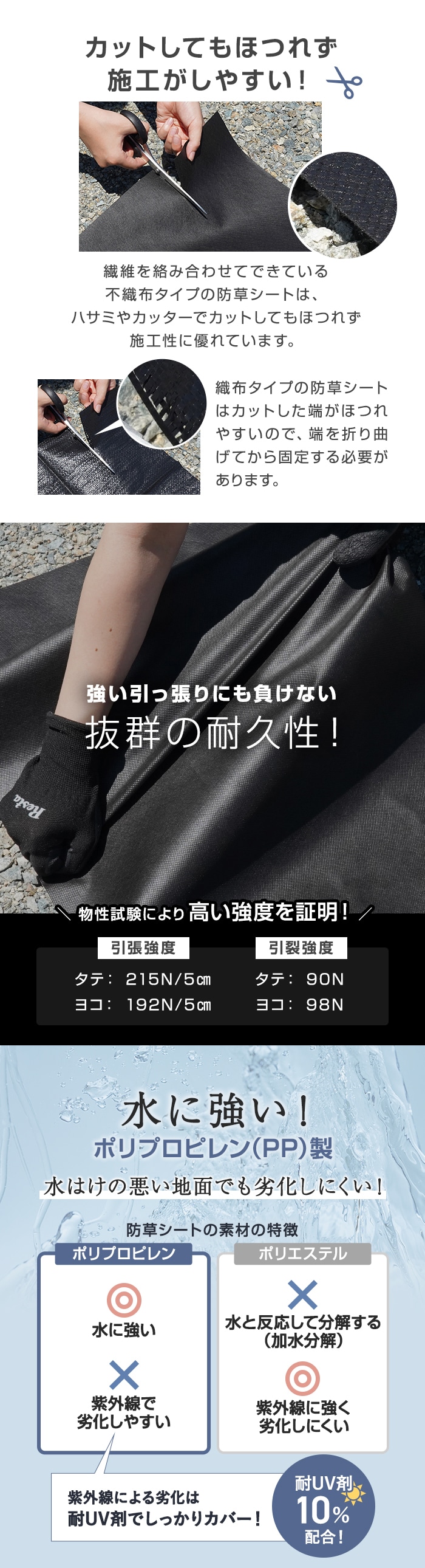 防草シート 不織布 50m 曝露施工用 1.1m巾×50m巻 RESTA