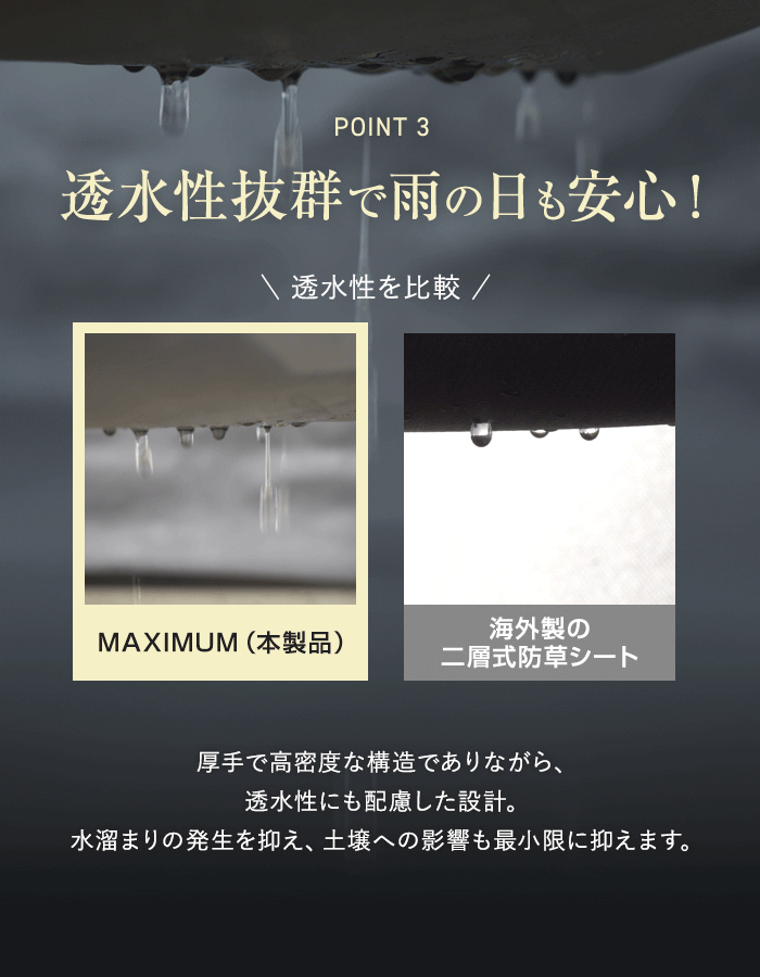 透水性抜群で雨の日も安心!