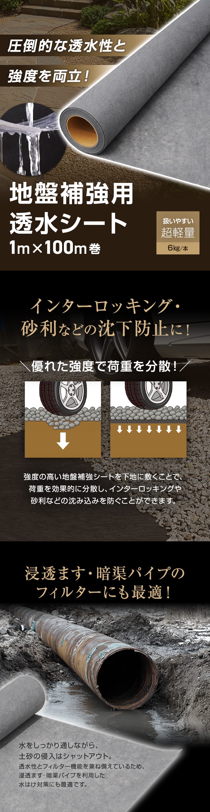 圧倒尾的な透水性と強度を両立！