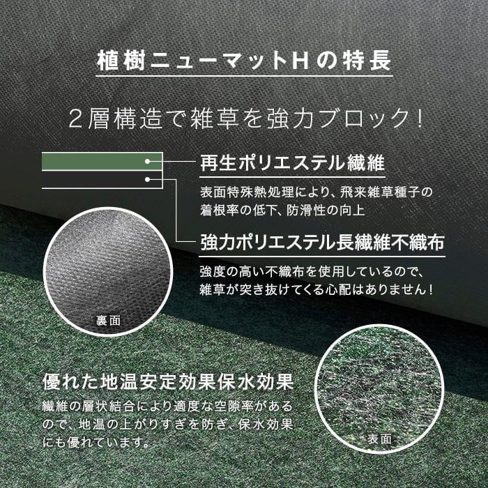 防草シート 谷口産業 植樹ニューマットH DG 1m×50m 不織布 400g/平米 2mm厚 DIYショップRESTA