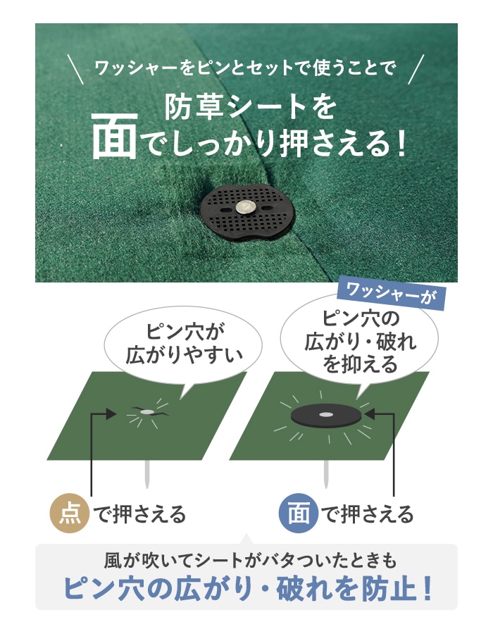 防草シート ピン 15cm 釘 ワッシャー付き 100本セット 押さえ