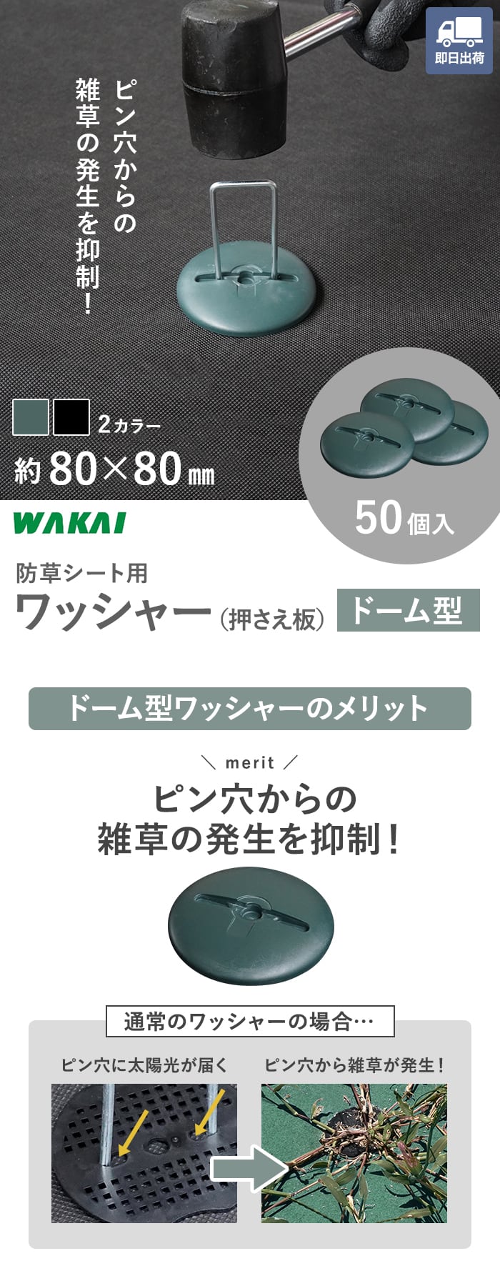 ピン穴からの雑草の発生を抑制!