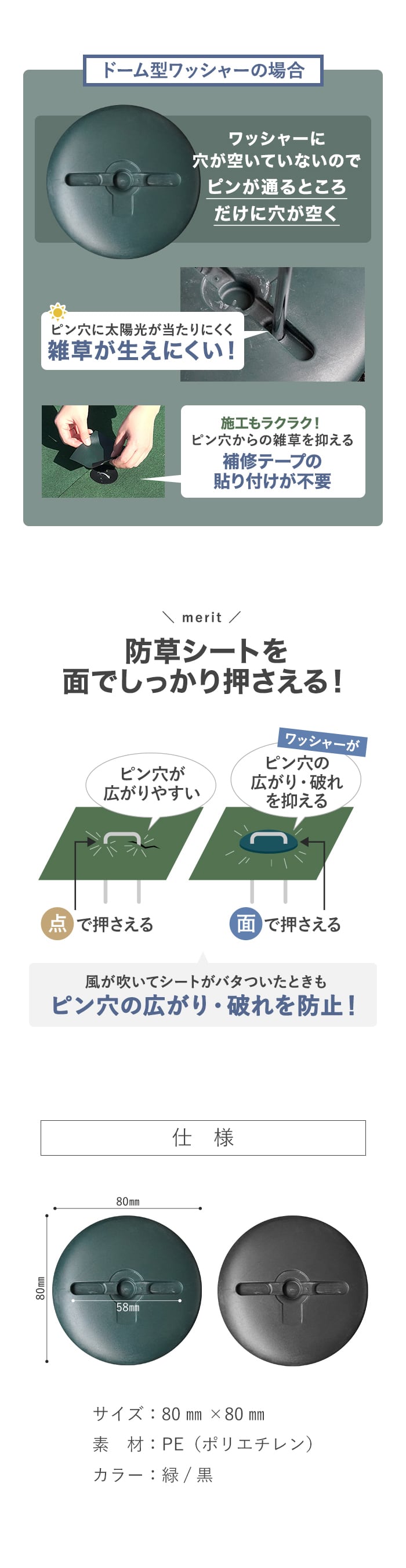 防草シートを面でしっかり押さえる!