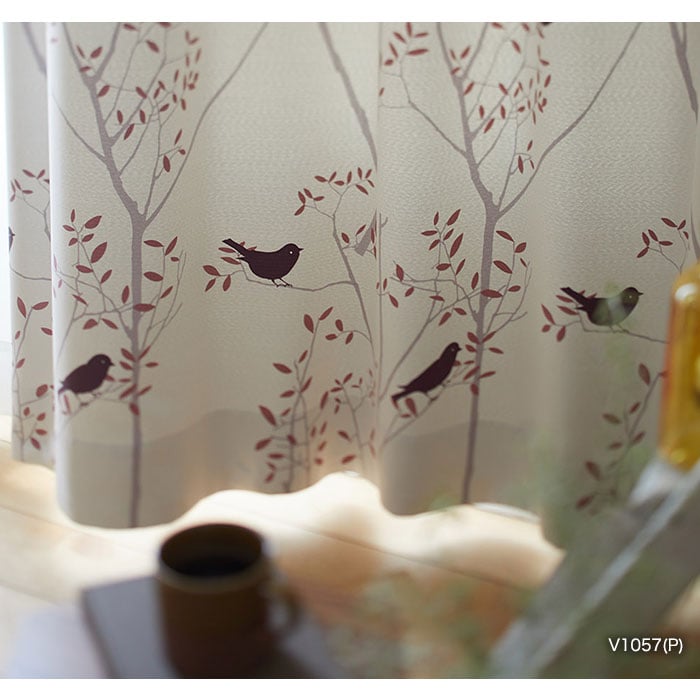 カーテン 既製サイズ スミノエ DESIGNLIFE MIKINIKOTORI(ミキニコトリ) 巾100×丈200cm