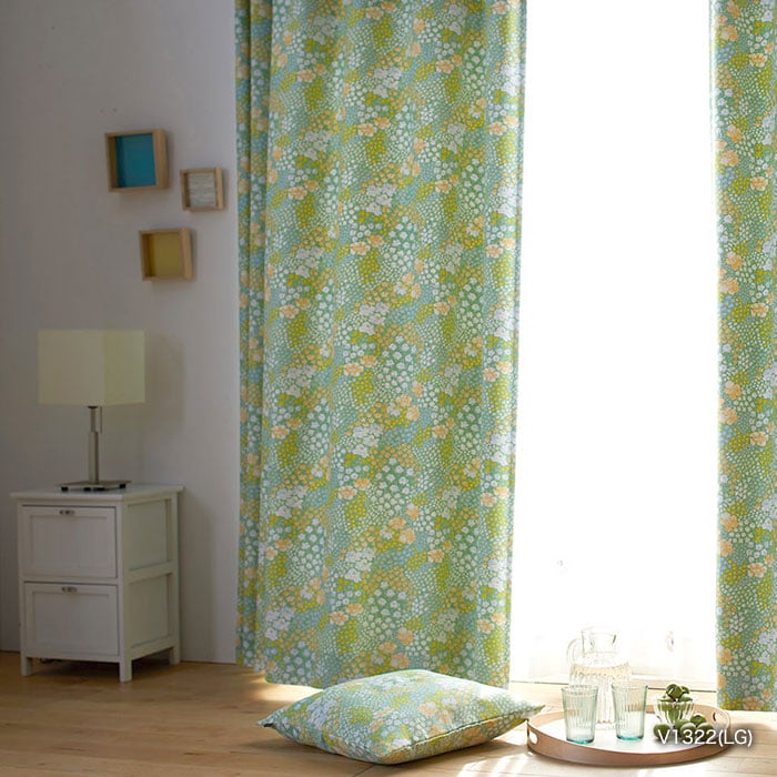 カーテン 既製サイズ スミノエ DESIGNLIFE floride OHANA BATAKE(オハナバタケ) 巾100×丈178cm
