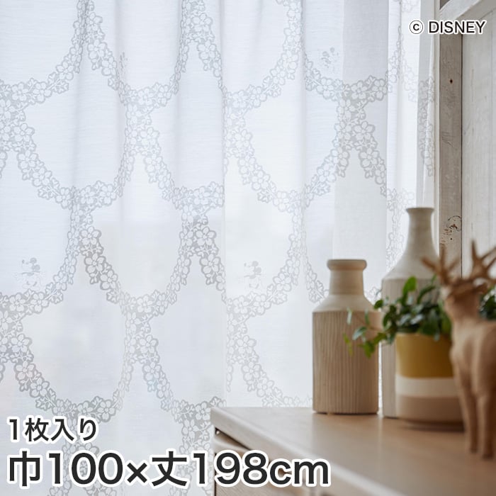 スミノエ ディズニー レース カーテン Mickey Flower Wreath フラワーリース 巾100 丈198cm カーテンの通販 Diyショップresta