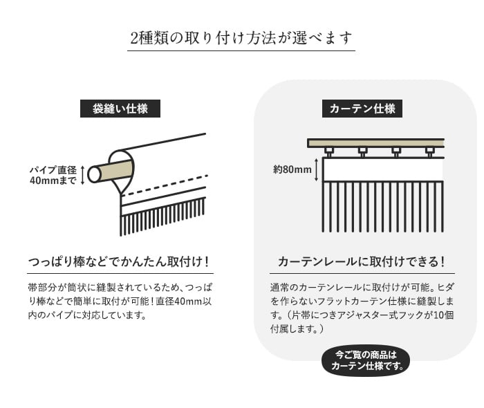 2種類の取り付け方法が選べます