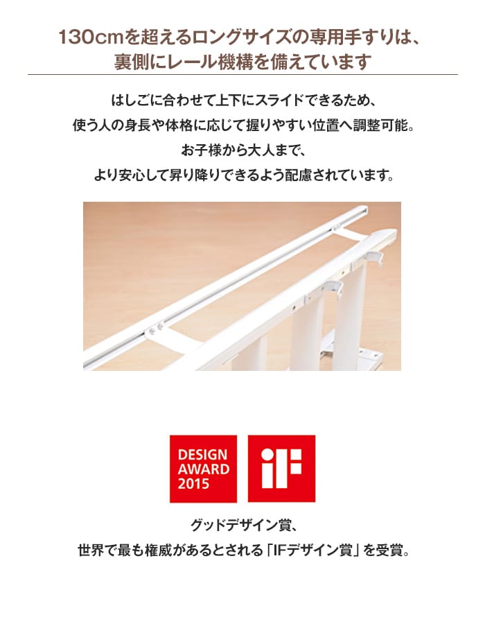 裏側にレール機構を備えた専用手すり