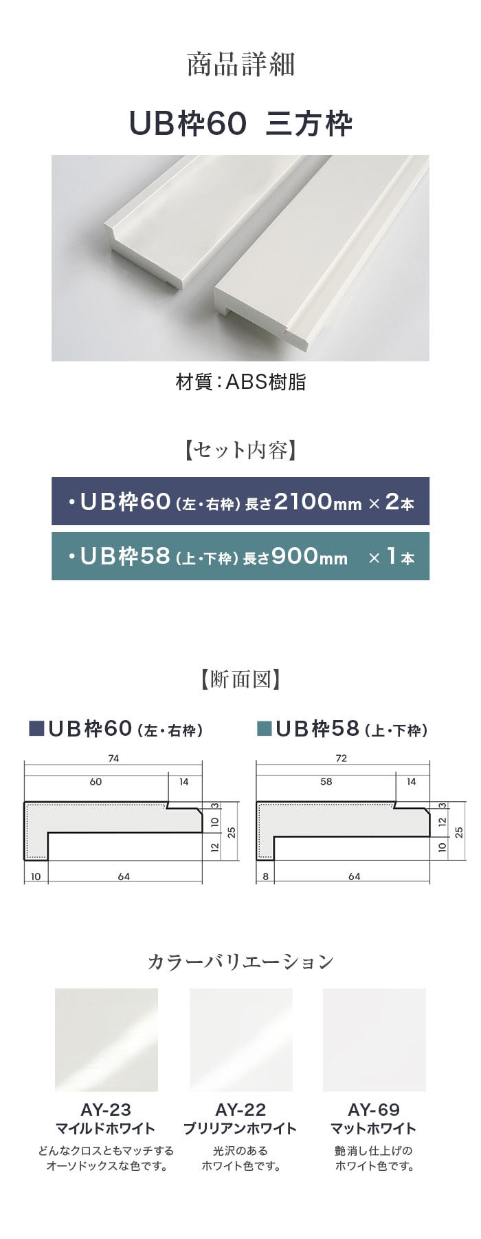 UB枠 60 三方枠セット H2100×W900mm ラフカット