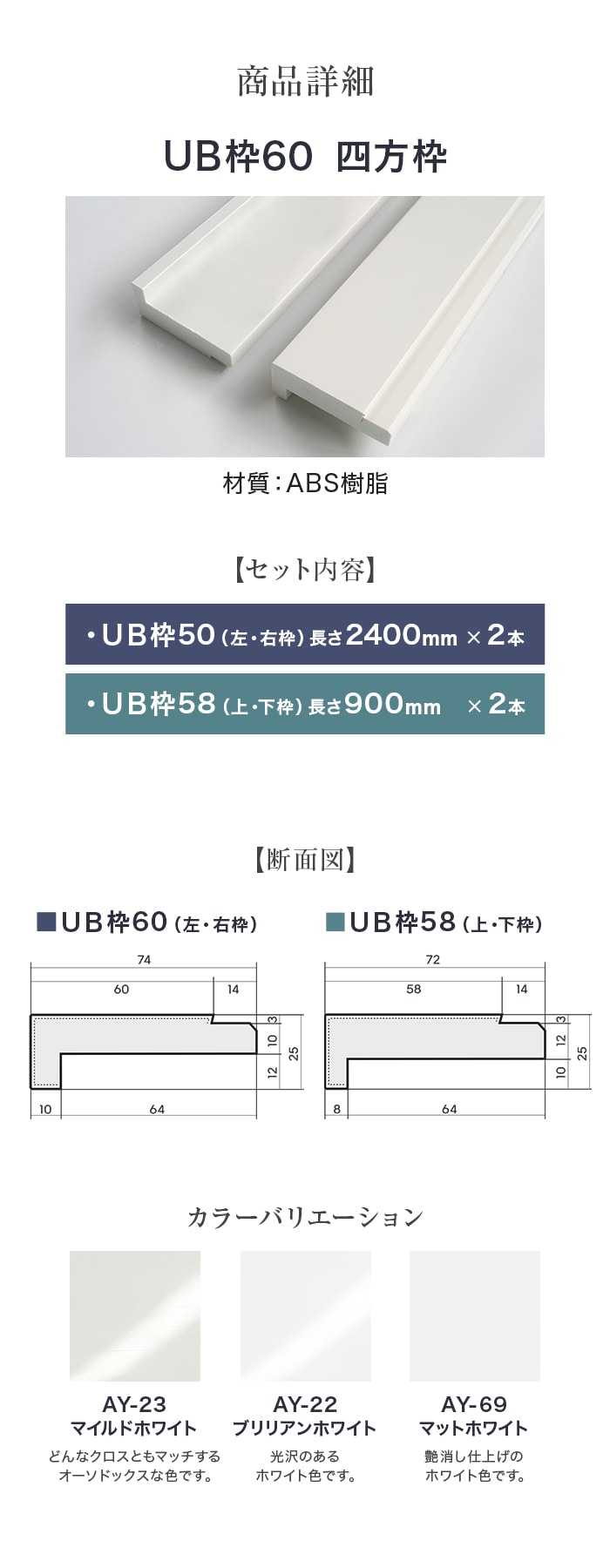 UB枠 60 四方枠セット H2400×W900mm ラフカット