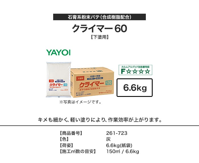 合成樹脂系下塗用パテ クライマー 60 6.6kg 261-723