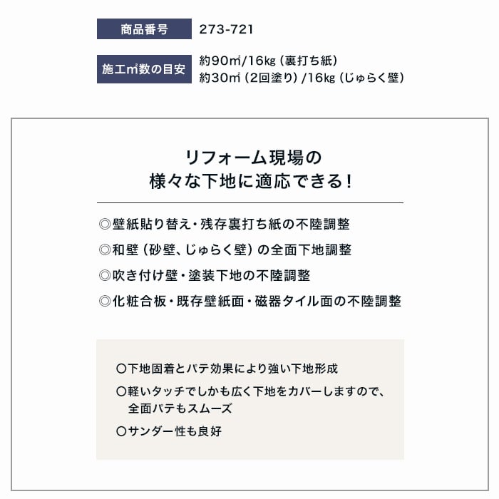部分補修・硬化剤・粉末パテ用 水性リフォームパテW 16kg 273-721 | 下地処理材・補修材の通販 | DIYショップRESTA