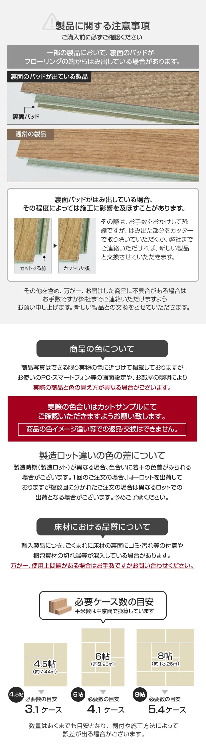 製品に関する注意事項